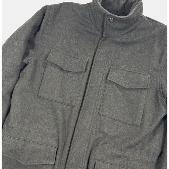 J CREW Wool Coat Men's M Hunter Green Insulated‎ Hooded Military Chore VTG Y2K